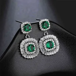 Charms Zakol New Greenous Green Square Cubic Zirkonia Drop Ohrringe für Frauen Luxus Hochzeitsfeier Bankett Schmuck Geschenke DE22