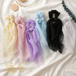 NEW Seersucker Big Scrunchies Long Streamers Bow Hair Scarf Women Girls Sweet Hair Rope Ties Fashion Hair Accessories Headwear