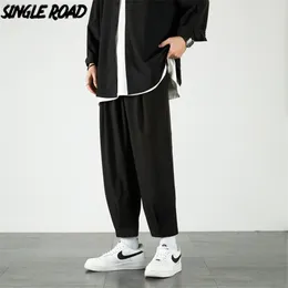 Single Road Męskie Joggers Mężczyźni Lato Solidne Spodnie Proste Japońskie Streetwear Spodnie Dorywczo Czarne Spodnie Harerem dla mężczyzn 211008