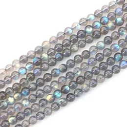 4 mm-12 mm piedra labradorita natural ronda suelta 15 "perlas semi preúlcales para joyería que hacen bricolaje sujetador