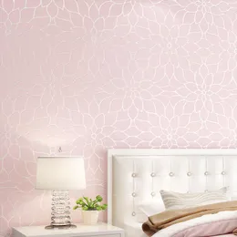 Tapety Nowoczesna Sypialnia Salon Wallpaper 10m 3D Biały Lotus Proste Biuro Tło ściany Non Woven Roll