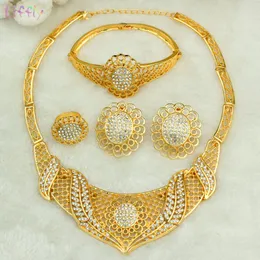 Örhängen Halsband Lifly Nigerian Bröllop Varumärke Smycken Sats Partihandel Fashio Afrikanska Pärlor Set Bridal Gift Dubai Guldkvinnor