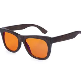 top quality black bamboo wooden frame orange red lens light cure protective 99% 100% blue light blocking glass59B7