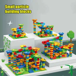 84-504pcs 작은 크기 대리석 레이스 실행 블록 미로 공 트랙 빌딩 블록 플라스틱 깔때기 슬라이드 조립 DIY 벽돌 아이 선물