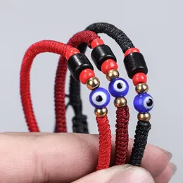 Het armband handvävd diamantknut rött rep ögon armband kreativt drag koppar pärla hand rep kvinnlig