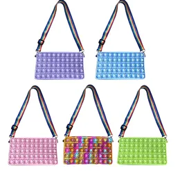 Party Favor Fashion Solid Color Push Bubble Shoulder Crossbody Messenger Bag Silicone Small Purse Handbags Sensory Antistress Fidget Toys
