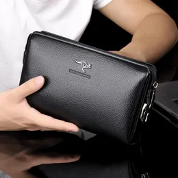 Portfele Portemonnee Mannen Clutch Bag Anti-Diefstal Wachtwoord Lock Mannelijke Business Lederen Echt