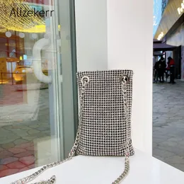 Evening Bags Diamonds Phone Crossbody For Women 2021 Luxury Designer Silver Rhinestone Chain Small Purses And Handbags High Quality