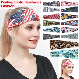 Damskie opaski Moda Boho Drukowanie Zespół Włosów Yoga Running Headband Sport Elastic Head Wrap Girls Hairbands Paska Turban Tie Dye Szeroki Twist Hondional Scarf