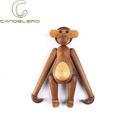 Wood Sculpture Home Figurines Decoration Living Room Decor Hanging en Monkey Dolls Dog Nordic Carving Animal Crafts 211105