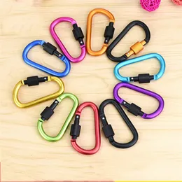 8CM D Type Carabiner With Lock Quick Hanging Nut Buckle Hanging Buckles Aluminum Backpack Hanging 174 X2