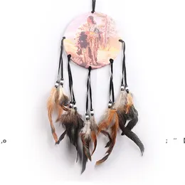 Oil Painting Style Handmade Dream Catcher Net with feathers Wall Hanging Dreamcatcher Craft Gifts RRA10395