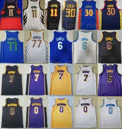 Zespół Koszykówka Trae Młody Jersey 11 LeBron 6 James Stephen Curry 30 Russell Westbrook 0 Carmelo Anthony 7 Luka Doncic 77 Szyte Dobry Man Nosić Sport Uniform Shirt