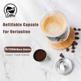 Nespresso Vertuo Vertuoline GCA1 Delonghi Env135 스테인레스 스틸 리필 가능한 재사용 가능한 포드 필터 210309에 대한 70 / 230ml 커피 캡슐