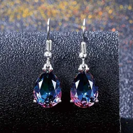 Fashion Rainbow Colorful Natural Gem Dangle Earrings Ear Hook Women Jewelry