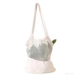 Kullanımlık Dize Alışveriş Çantası Meyve Sebze Eko Bakkal Çantası Taşınabilir Saklama Çantası Shopper Tote Mesh Net Dokuma Pamuk T2I51701