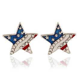 Kvinnor rhinestone stjärna kärlek hjärta amerikanska flaggan öron studs piercing örhängen gåva mode q0709