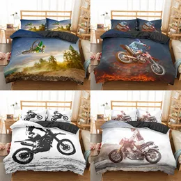 Homesky Motocross Bedding Set For Boys Adults Kids Off-road Race Motorcycle Duvet Cover Bed Cover Single King Double 2/3pcs Suit 210309