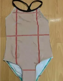 Çocuklar Bebek Kız Tek Parça Yüzme Suit Ekose Baskı Kız Mayo Çizgili Bikini Çocuk Mayo Beachwear Tulum Elbise