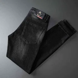 Jeans outono homens fits fits pequenos pés internacionais especial coreano bordado maré marca calças aj