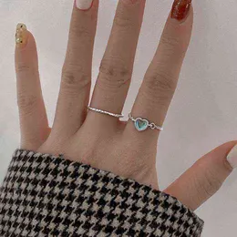 2021 Nova Moda Prata Cor Cristal Coração Anel de Casamento Jóias Elegante Empilhável Junta Dedo Anéis para Mulheres Bijoux Femme G1125