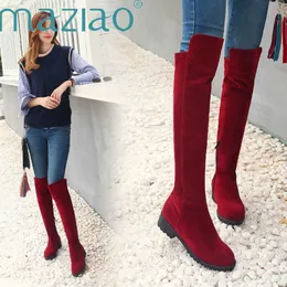 Square Med Heel Women Over The Knee BootsWomen Autumn/Winter Shoes Sexy Ladies Party Boots Long Snow Boots Plus Size 33-46MAZIAO Y0914