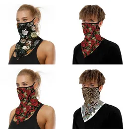 Face Mask Neck Gaiter Headwear Balaclava Print Face Scarves Hanging Ear Tube Scarf Polyester Neck Cover Breathable Dust Headband Y1020