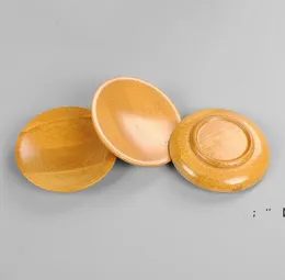 Natural bamboo small round dishes tea mat coaster Rural amorous feelings wooden sauce and vinegar plates Tableware plates tray RRA10410