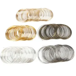 100 loopar 0.6mm Stålminne Beading Wire Armband Komponenter för DIY Bangle Armband Making Smycken Gör fynd Q0719