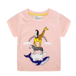 Hoppmätare 100% bomullsdjur Kids Toppar för sommarpojkar T-shirts Design Barnkläder Toddler 210529