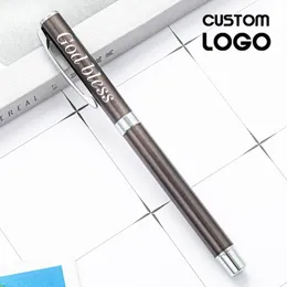 Gelpennor Anpassad logotyp Text Luxury Business Writing Sign Pen Pen H￶gkvalitativ Metal Present Office School Stationery Ballpoint