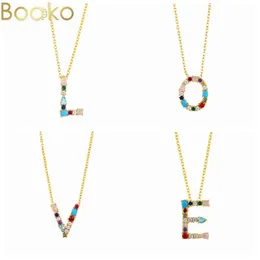 Pendant Necklaces BOAKO Colorful 24 Letters Initial Alphabet Opals 2021 Necklace For Women Accessories Fashion Jewelry