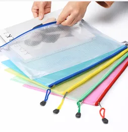 2018 Nya 5 färger A4 / A5 PVC Förvaringsväska Skolkontor Genomskinlig Loose Sheet Notebook Zipper Självförseglingsfilhållare Kreativa gåvor