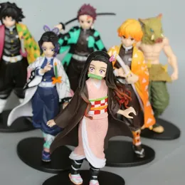 Anime demon slayer figur action leksak figurer kimetsu no yaiba kamado tanjirou nezuko pvc modell leksaker gåva zenitsu figur inosuke 6 stilar med epacket