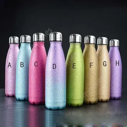 17oz glitter water Double Wall Insulated Cola glitter tumbler BPA Free Metal Sports Bottle Beautiful Sparkle Coating sea ship DAJ264