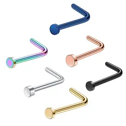 Wholes Drop Small Shape L Flat Top Rings Stainless Steel Piercing Studs Jewelry Invisible Nose Ring For Women