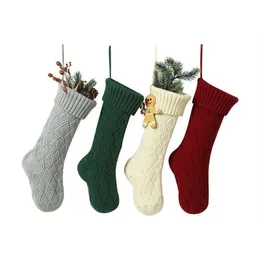 Ny personlig högkvalitativ stickad julstrumpor presentväskor knit juldekorationer xmas stocking stora dekorativa strumpor havsfartyg daw168