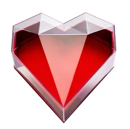 transparent acrylic party supplies Love Heart Gift Box Diamond Shape Flower Case Empty Wedding Candy Boxes Chocolate Container Table Decor for Flower Wrapping