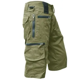 Herrbyxor Män Bomull Lös arbete Casual Safari Style Mens Militär Cargo Shorts Army Tactical Joggers Kort