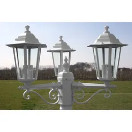 Garden Light Post 3arms 215 cm White Aluminium