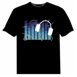 Männer Frauen Baumwolle T-shirt Sound Aktiviert LED Licht T-shirts Große Plus Größe Übergröße Reine Farbe Mode Casual Kleidung 6XL 5XL 4XL 210714