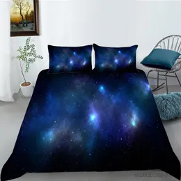 Yatak Setleri 3D Baskı Tam Boyu Yıldızlı Gökyüzü Seti Dekoratif Yorgan Kapak Alan Desen Yastık Kılıfı