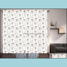 Curtain Deco El Supplies Home Gardencurtain & Drapes Arrows Curtains Boho Artwork With Feathers Cow Skulls Rustic Theme Living Room Bedroom