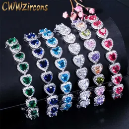 CWWZircons Luxurious AAA Zircon Elements Red Green Blue Austrian Crystal Bracelets Fashion Jewelry for Women Love Gift CB166 211124