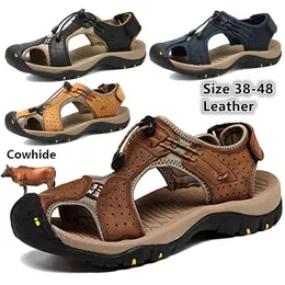 Cungel manskor äkta läder män sandaler sommar män skor strand mode utomhus avslappnad icke-slip sneakers skor storlek 48 210624
