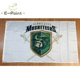 USHL Sioux City Musketeers-Flagge, 3 x 5 Fuß (90 cm x 150 cm), Polyester-Flaggen, Banner-Dekoration, fliegender Hausgarten, festliche Geschenke