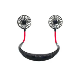 Party Favor Hand Free Fan Sports Przenośne USB Akumulator Dual Mini Air Cooler Summer Neck Wiszące wentylator MMA186