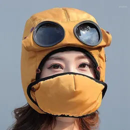 Outdoor Windproof Wateproof Warm Cap Winter Men Hats For Women Kids Waterproof Hood Hat With Glasses Cool Balaclava Cycling Caps & Masks