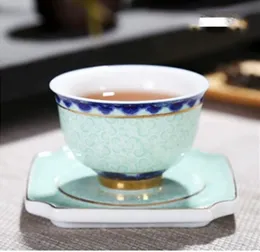 Liten kopp med tallrikblomma blå och vit porslinskål jingdezhen keramisk teacup kaffe öl vinmugg