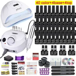 Maniküre mit 120W/80W/54W LED -Lampe 35000 U/min Bohrmaschine 40 Farbe UV -Politur -Gel -Nagel -Kit -Werkzeuge Set Set